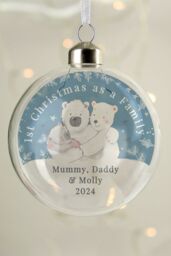 Personalised Memento Company Personalised First Christmas as a Family Glass Bauble in Clear - thumbnail 3