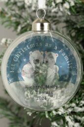 Personalised Memento Company Personalised First Christmas as a Family Glass Bauble in Clear - thumbnail 4