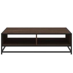 Berkfield Home Durable Coffee Table Brown Oak 100x100x30 cm Engineered Wood & Metal - Size: 100 x 100 x 30 cm - thumbnail 5