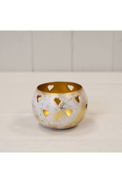 KDMD Gold Antique Votive with Heart Design - image 1