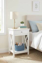 Garden Sanctuary Wooden One Drawer Bedside Table in White - thumbnail 2