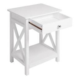 Garden Sanctuary Wooden One Drawer Bedside Table in White - thumbnail 4