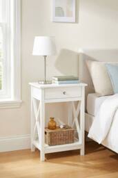 Garden Sanctuary Wooden One Drawer Bedside Table in White