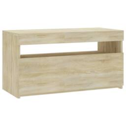 Berkfield Home TV Cabinet with LED Lights Sonoma Oak 75x35x40 cm in Tan - Size: 75 x 35 x 40 cm - thumbnail 3