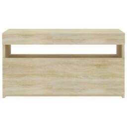 Berkfield Home TV Cabinet with LED Lights Sonoma Oak 75x35x40 cm in Tan - Size: 75 x 35 x 40 cm - thumbnail 9