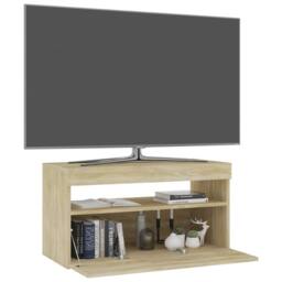 Berkfield Home TV Cabinet with LED Lights Sonoma Oak 75x35x40 cm in Tan - Size: 75 x 35 x 40 cm