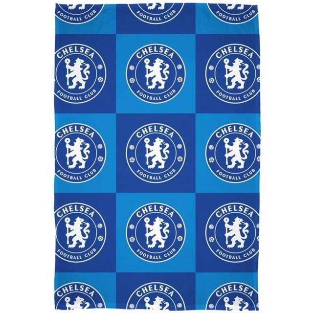 Chelsea FC Fleece Checked Blanket in Blue - image 1