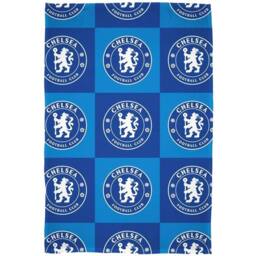 Chelsea FC Fleece Checked Blanket in Blue
