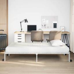 Berkfield Home Elegant Bed Frame without Mattress Foldable White 90x190 cm Steel - thumbnail 4