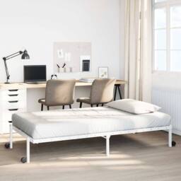 Berkfield Home Elegant Bed Frame without Mattress Foldable White 90x190 cm Steel - thumbnail 2