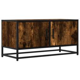 Berkfield Home TV Cabinet Smoked Oak 80x34.5x40 cm Engineered Wood & Metal in Brown - thumbnail 1