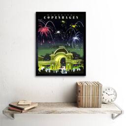 "Artery8 Copenhagen Denmark Tivoli Gardens Fireworks Framed Art Print - Size: W12"" x H16""" - thumbnail 2