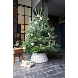 Ivyline Wicker Tree Skirt Round White H26cm D60cm in Natural - thumbnail 4