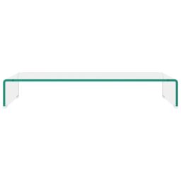 Berkfield Home TV Stand/Monitor Riser Glass Clear 80x30x13 cm - Size: 80 x 30 x 13 cm - thumbnail 3