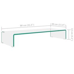 Berkfield Home TV Stand/Monitor Riser Glass Clear 80x30x13 cm - Size: 80 x 30 x 13 cm - thumbnail 6