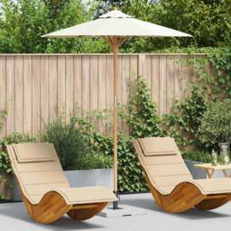 Berkfield Home Cream White Garden Umbrella 180x230 cm Bamboo - thumbnail 2