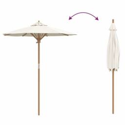 Berkfield Home Cream White Garden Umbrella 180x230 cm Bamboo - thumbnail 6