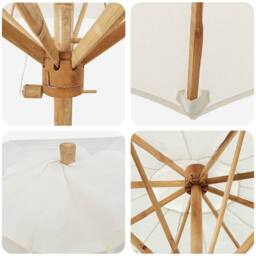 Berkfield Home Cream White Garden Umbrella 180x230 cm Bamboo - thumbnail 5