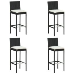 Berkfield Home 5 Piece Garden Bar Set with Cushions Poly Rattan Black - thumbnail 5