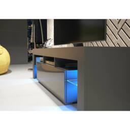 Creative Furniture Aria TV Unit 160cm - Dark Grey with Gloss Doors & LED Lights - thumbnail 4