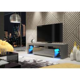 Creative Furniture Aria TV Unit 160cm - Dark Grey with Gloss Doors & LED Lights - thumbnail 6