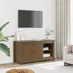 Berkfield Home TV Cabinet Honey Brown 103x36.5x52 cm Solid Wood Pine - thumbnail 2
