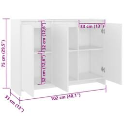 Berkfield Home Sideboard White 102x33x75 cm Engineered Wood - Size: 102 x 33 x 75 cm - thumbnail 8