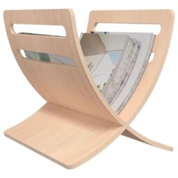 Berkfield Home Wooden Magazine Rack Floor Standing Natural in Beige - thumbnail 4