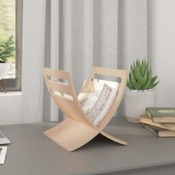 Berkfield Home Wooden Magazine Rack Floor Standing Natural in Beige