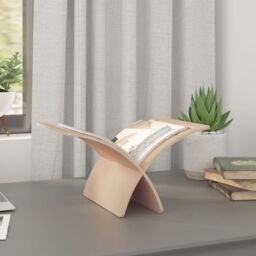 Berkfield Home Wooden Magazine Rack Floor Standing Natural in Beige - thumbnail 3