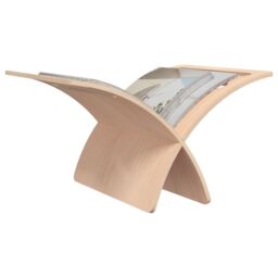 Berkfield Home Wooden Magazine Rack Floor Standing Natural in Beige - thumbnail 5