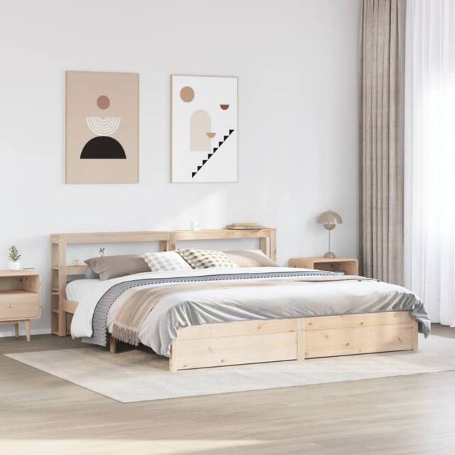 Berkfield Home Bed Frame with Headboard without Mattress 200x200 cm in Brown - image 1