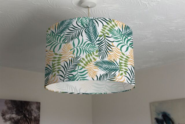 Benjamin Tate Design tropical palm leaves ceiling lamp shade in Natural