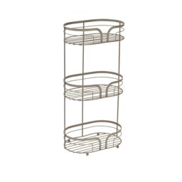 Showerdrape Dante Modern 3-Tier Floor Caddy - Bathroom Storage in White, Grey, Pink, Chrome, Black, Sage Green in Beige - thumbnail 3