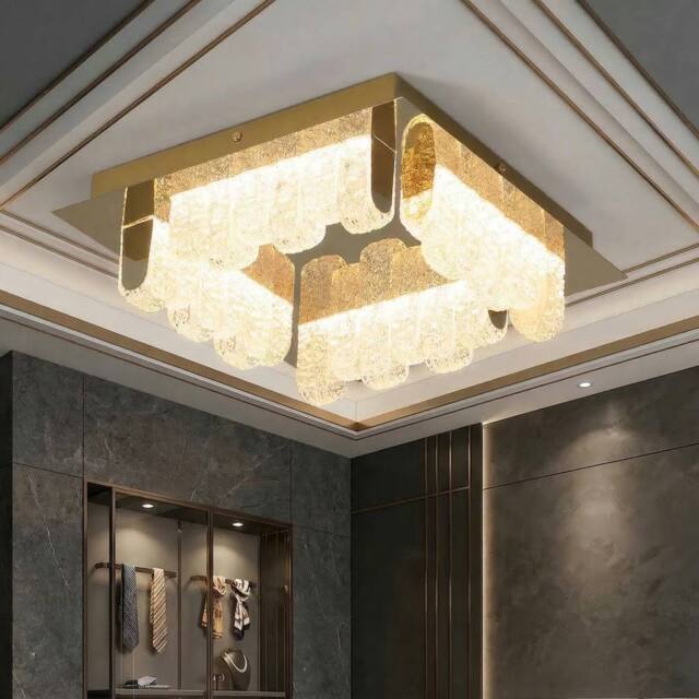 NIVOR 4-Light 32cm LED Flush Mount Acrylic Shade Ceiling Fixture in Gold - image 1