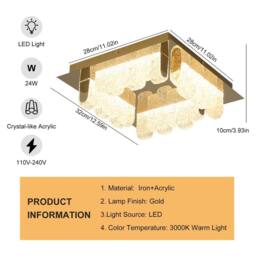 NIVOR 4-Light 32cm LED Flush Mount Acrylic Shade Ceiling Fixture in Gold - thumbnail 2