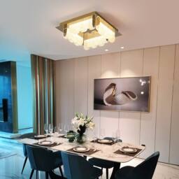 NIVOR 4-Light 32cm LED Flush Mount Acrylic Shade Ceiling Fixture in Gold - thumbnail 4
