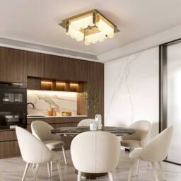 NIVOR 4-Light 32cm LED Flush Mount Acrylic Shade Ceiling Fixture in Gold - thumbnail 5