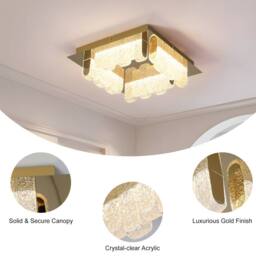 NIVOR 4-Light 32cm LED Flush Mount Acrylic Shade Ceiling Fixture in Gold - thumbnail 8