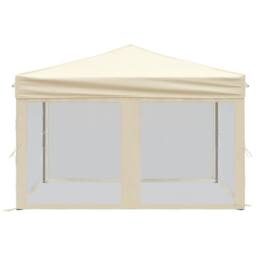 Berkfield Home Folding Party Tent with Sidewalls Cream 3x3 m in Beige - thumbnail 4