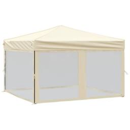 Berkfield Home Folding Party Tent with Sidewalls Cream 3x3 m in Beige