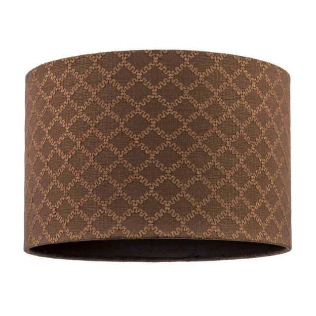 Happy Homewares Contemporary Chocolate Brown Woven Lattice Lampshade in Textured Linen - Size: 12 inches - image 1