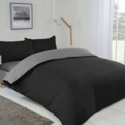 Voltico Reversible Duvet Cover Set - Double & King Sizes, 4 Colour Options in Black - thumbnail 1