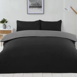 Voltico Reversible Duvet Cover Set - Double & King Sizes, 4 Colour Options in Black - thumbnail 5