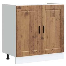 "Berkfield Home Sink Base Cabinet¬†""Porto"" Old Wood 80x46x81.5 cm¬†Engineered Wood in Brown - Size: 80x46x81.5 cm" - thumbnail 2