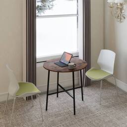 Levede Dining Table Round Kitchen 4 Person Coffee Restaurant Metal Base 80cm in Brown - thumbnail 2