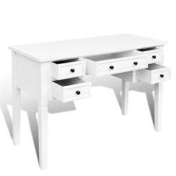 Berkfield Home White Writing Desk with 5 Drawers - thumbnail 4