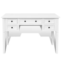 Berkfield Home White Writing Desk with 5 Drawers - thumbnail 3