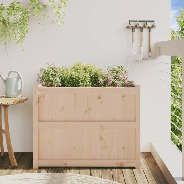 Berkfield Home Beautiful Garden Planter 90x50x70 cm Solid Wood Pine in Light Tan - Size: 90 x 50 x 70 cm - image 1