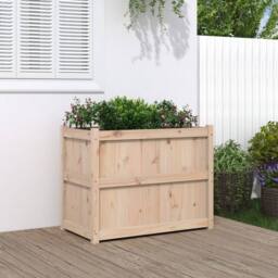 Berkfield Home Beautiful Garden Planter 90x50x70 cm Solid Wood Pine in Light Tan - Size: 90 x 50 x 70 cm - thumbnail 2